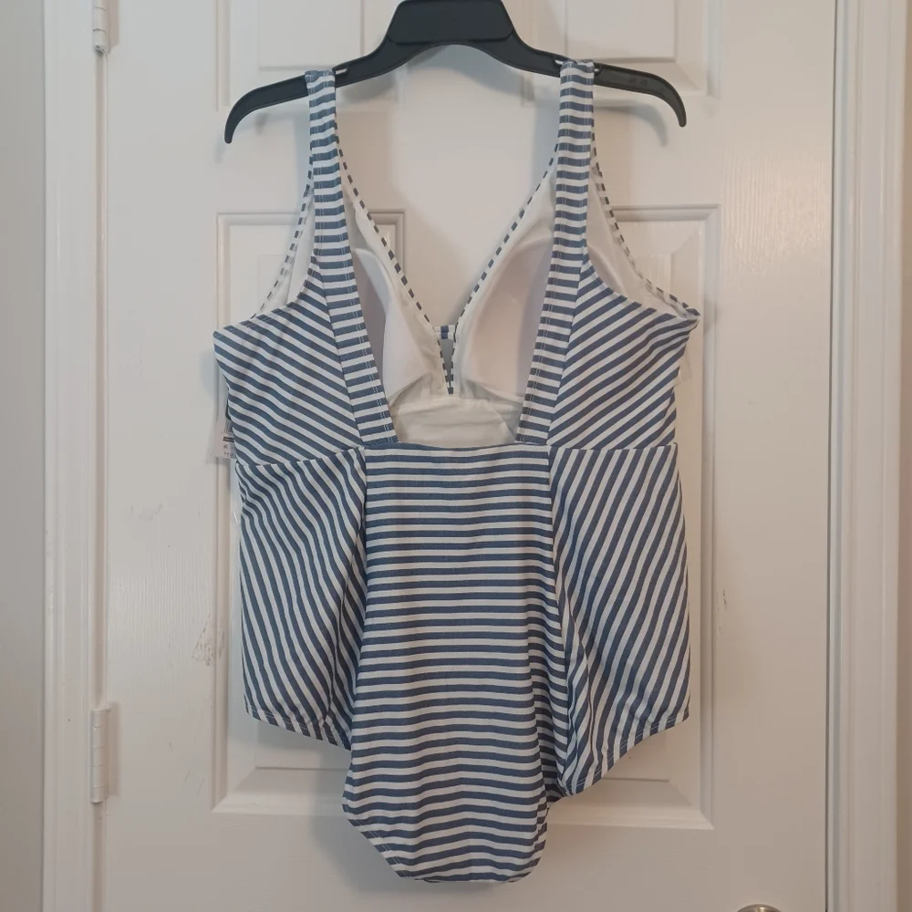 Stripped 1pc Nautical Swimsuit Plus Sz 2X